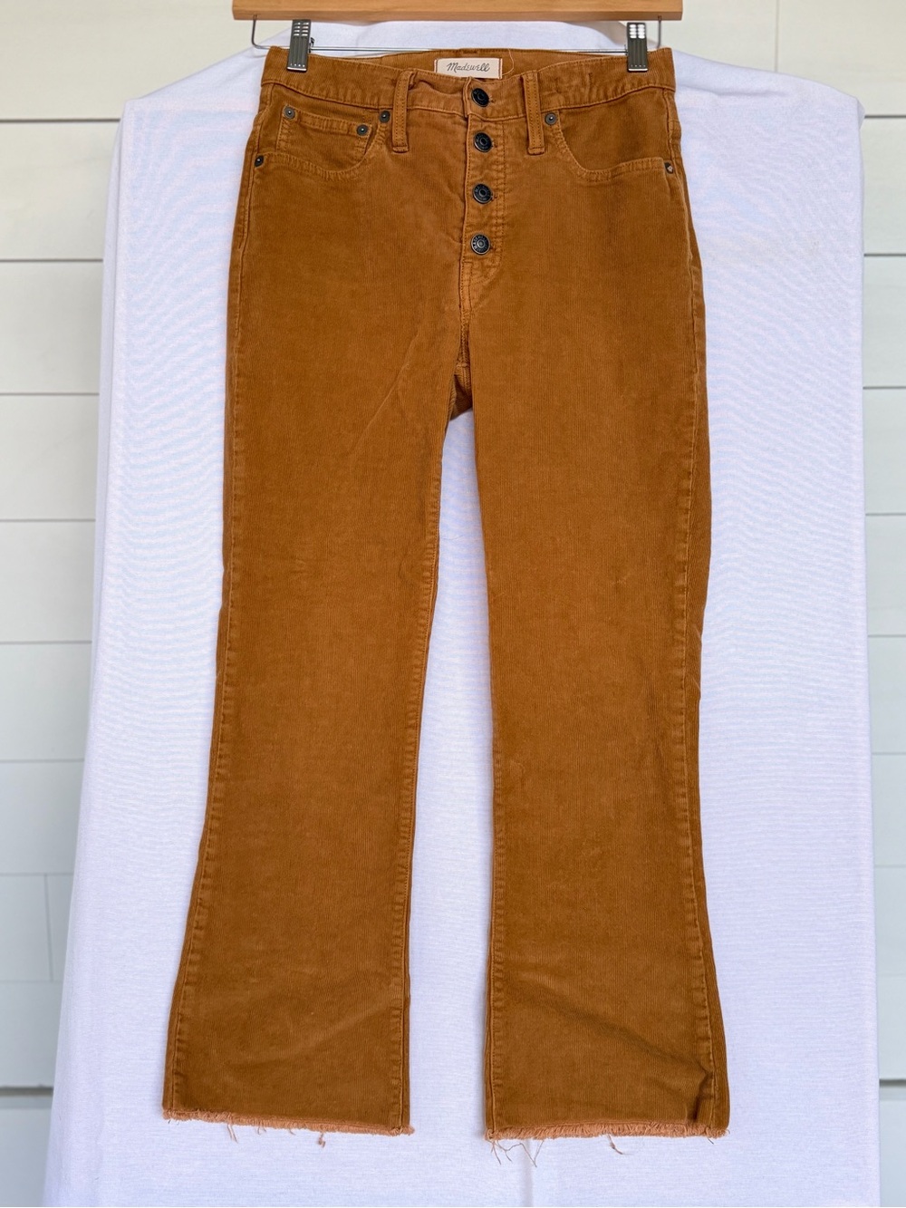 Madewell Cali Demi Boot Corduroy Pants Button Fly Cognac Brown 27